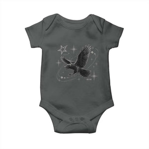 Raven Crow Y2k Baby Onesie Gothic Cyber Sigilism Occult Dark Academia Black Bird Graphic