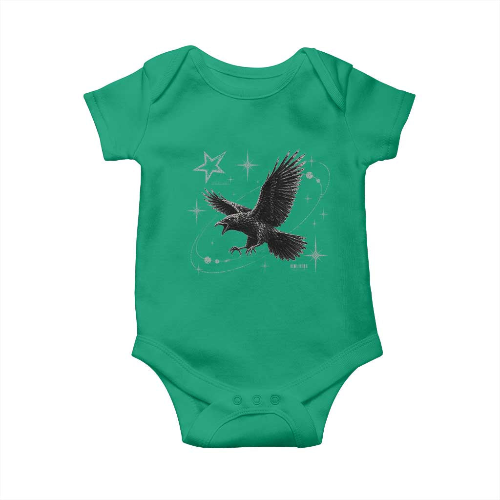 Raven Crow Y2k Baby Onesie Gothic Cyber Sigilism Occult Dark Academia Black Bird Graphic
