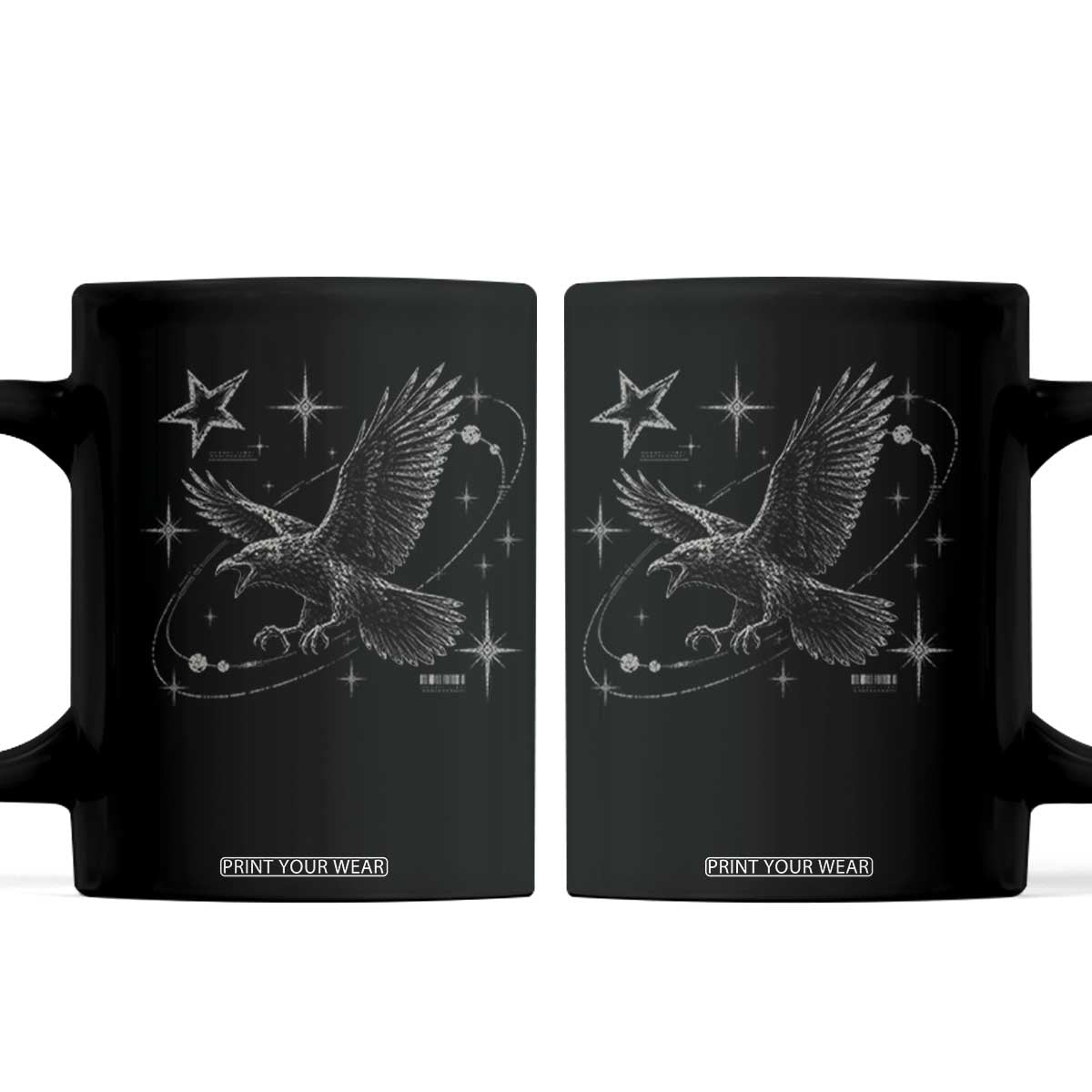 Raven Crow Y2k Coffee Mug Gothic Cyber Sigilism Occult Dark Academia Black Bird Graphic
