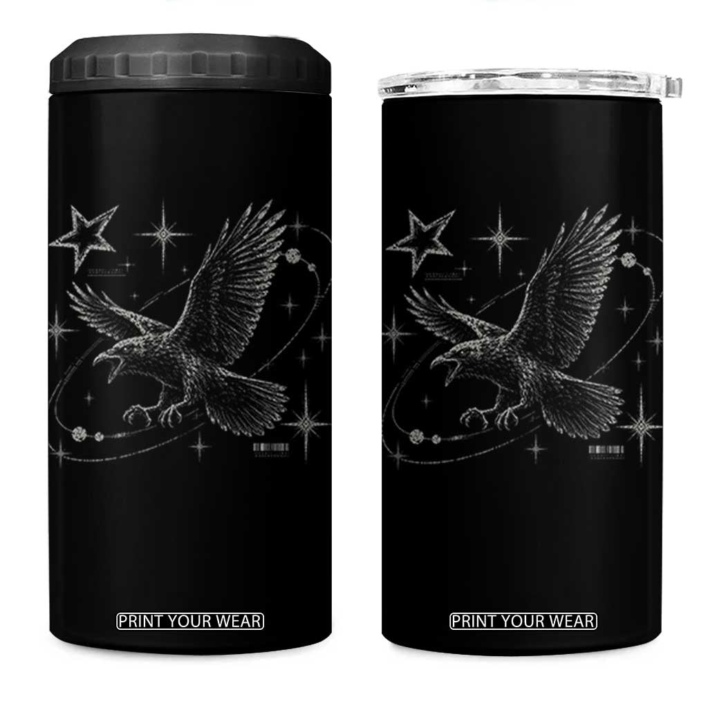Raven Crow Y2k 4 in 1 Can Cooler Tumbler Gothic Cyber Sigilism Occult Dark Academia Black Bird Graphic