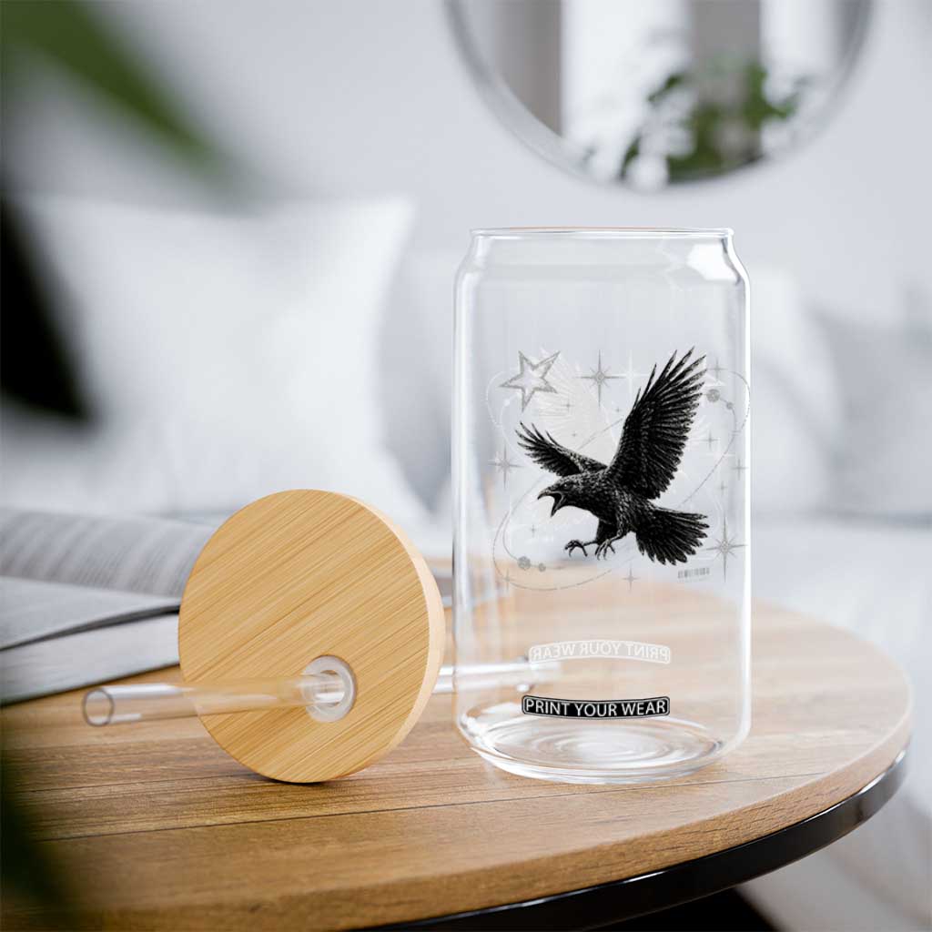 Raven Crow Y2k Glass Can Gothic Cyber Sigilism Occult Dark Academia Black Bird Graphic
