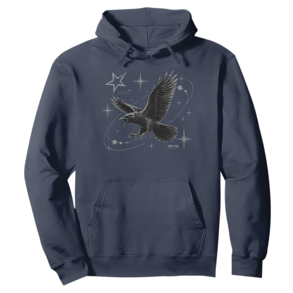 Raven Crow Y2k Hoodie Gothic Cyber Sigilism Occult Dark Academia Black Bird Graphic