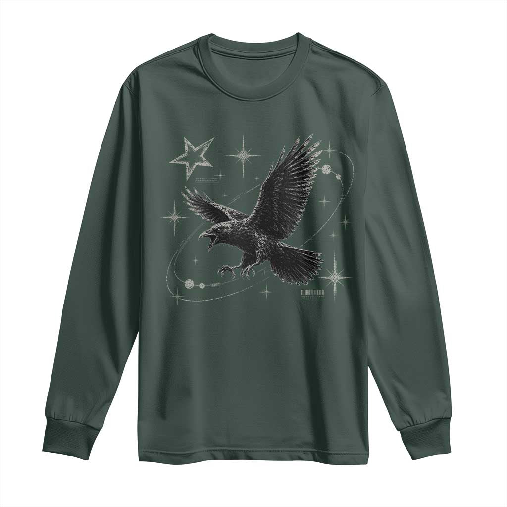 Raven Crow Y2k Long Sleeve Shirt Gothic Cyber Sigilism Occult Dark Academia Black Bird Graphic