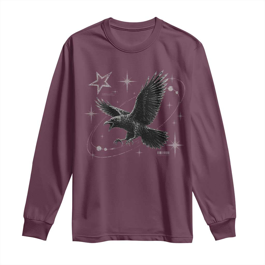 Raven Crow Y2k Long Sleeve Shirt Gothic Cyber Sigilism Occult Dark Academia Black Bird Graphic