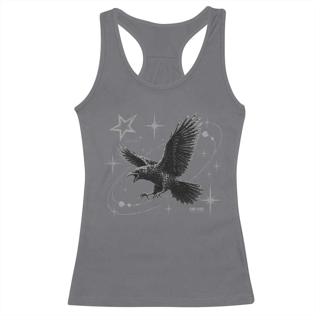 Raven Crow Y2k Racerback Tank Top Gothic Cyber Sigilism Occult Dark Academia Black Bird Graphic