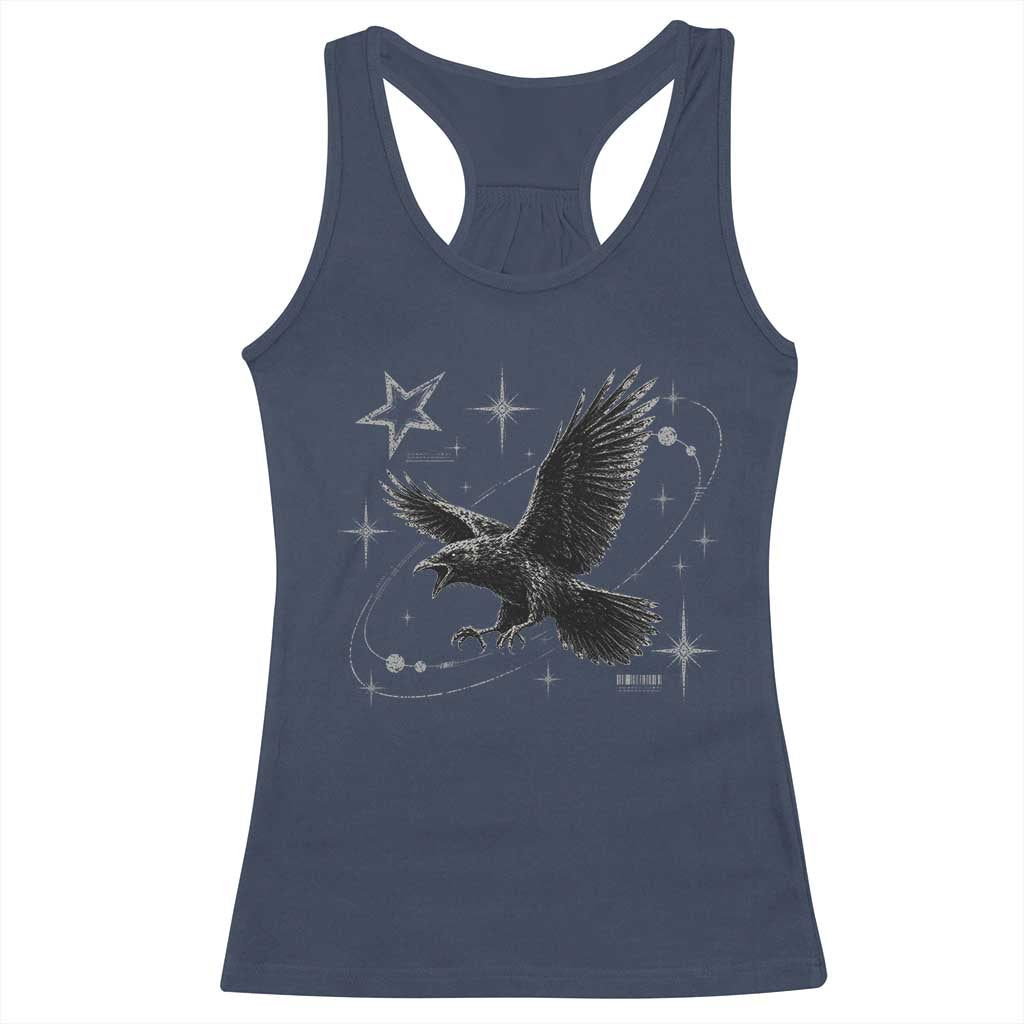 Raven Crow Y2k Racerback Tank Top Gothic Cyber Sigilism Occult Dark Academia Black Bird Graphic