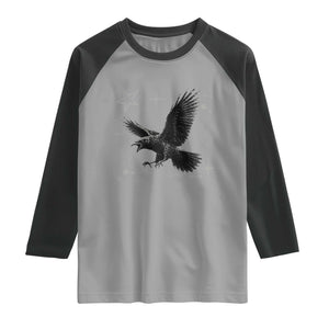 Raven Crow Y2k Raglan Shirt Gothic Cyber Sigilism Occult Dark Academia Black Bird Graphic