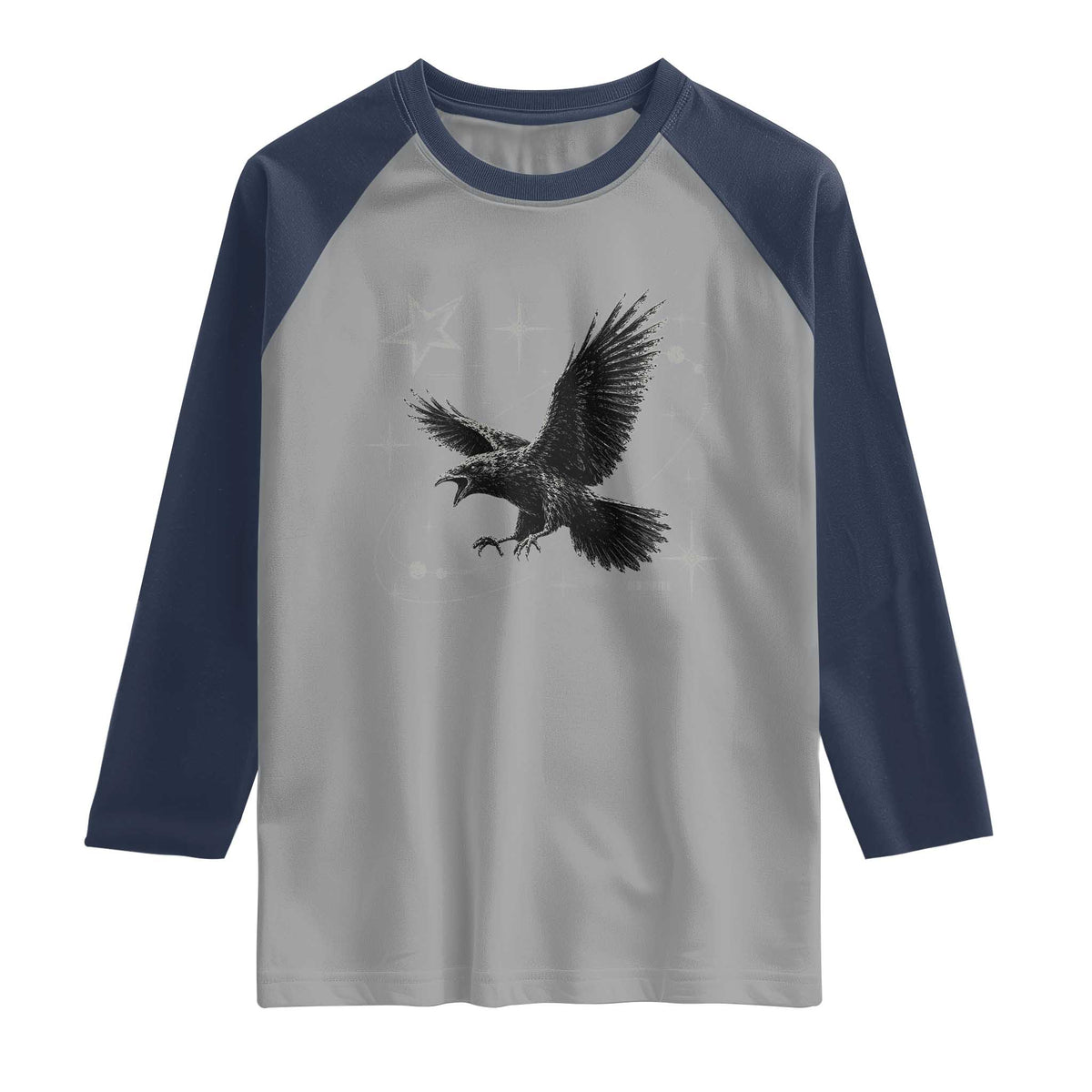 Raven Crow Y2k Raglan Shirt Gothic Cyber Sigilism Occult Dark Academia Black Bird Graphic