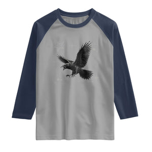 Raven Crow Y2k Raglan Shirt Gothic Cyber Sigilism Occult Dark Academia Black Bird Graphic