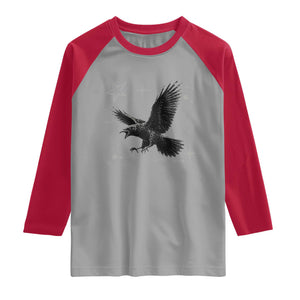 Raven Crow Y2k Raglan Shirt Gothic Cyber Sigilism Occult Dark Academia Black Bird Graphic