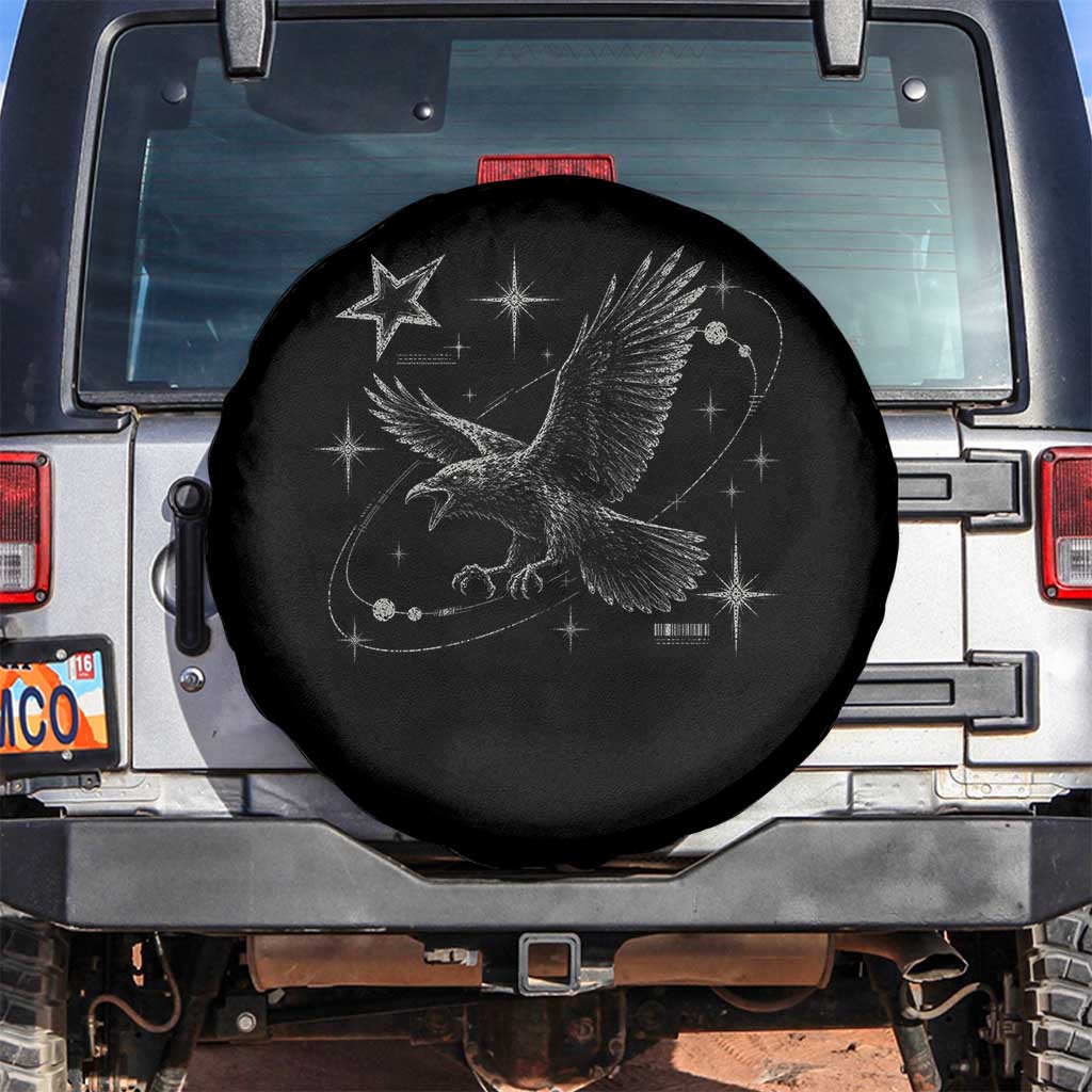 Raven Crow Y2k Spare Tire Cover Gothic Cyber Sigilism Occult Dark Academia Black Bird Graphic