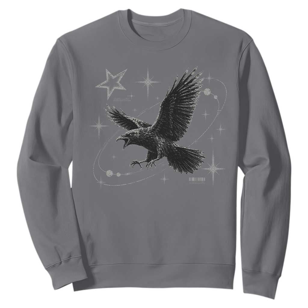 Raven Crow Y2k Sweatshirt Gothic Cyber Sigilism Occult Dark Academia Black Bird Graphic