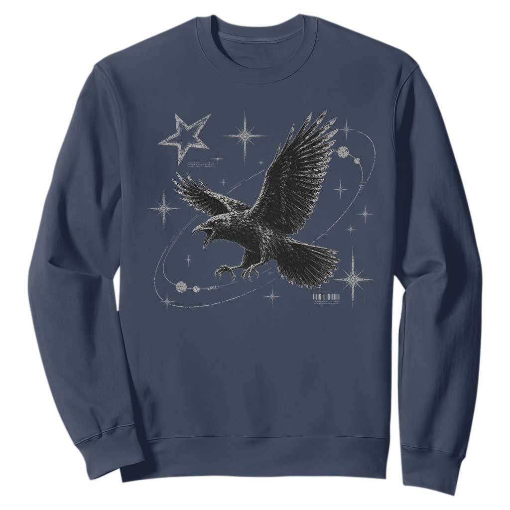 Raven Crow Y2k Sweatshirt Gothic Cyber Sigilism Occult Dark Academia Black Bird Graphic