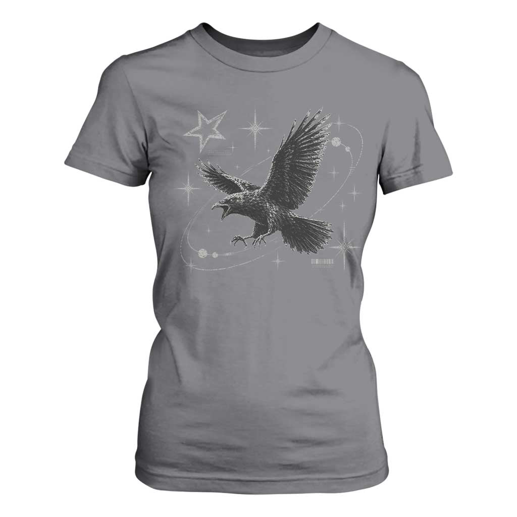 Raven Crow Y2k T Shirt For Women Gothic Cyber Sigilism Occult Dark Academia Black Bird Graphic