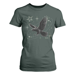 Raven Crow Y2k T Shirt For Women Gothic Cyber Sigilism Occult Dark Academia Black Bird Graphic