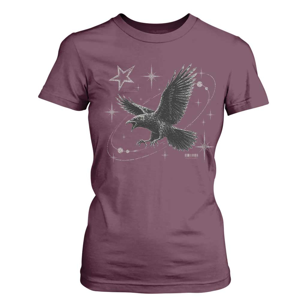 Raven Crow Y2k T Shirt For Women Gothic Cyber Sigilism Occult Dark Academia Black Bird Graphic