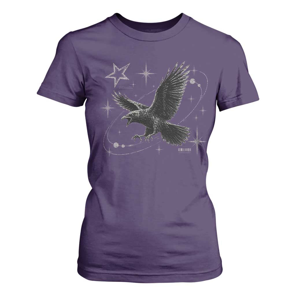 Raven Crow Y2k T Shirt For Women Gothic Cyber Sigilism Occult Dark Academia Black Bird Graphic