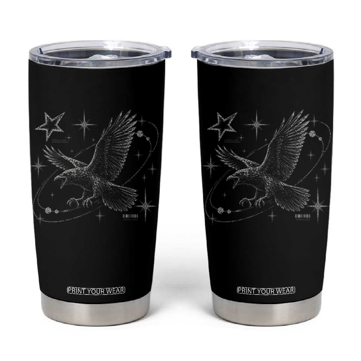 Raven Crow Y2k Tumbler Cup Gothic Cyber Sigilism Occult Dark Academia Black Bird Graphic TS10 Black Print Your Wear