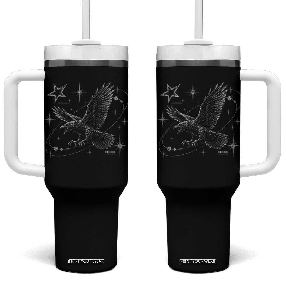 Raven Crow Y2k Tumbler With Handle Gothic Cyber Sigilism Occult Dark Academia Black Bird Graphic TS10 One Size: 40 oz Black Print Your Wear