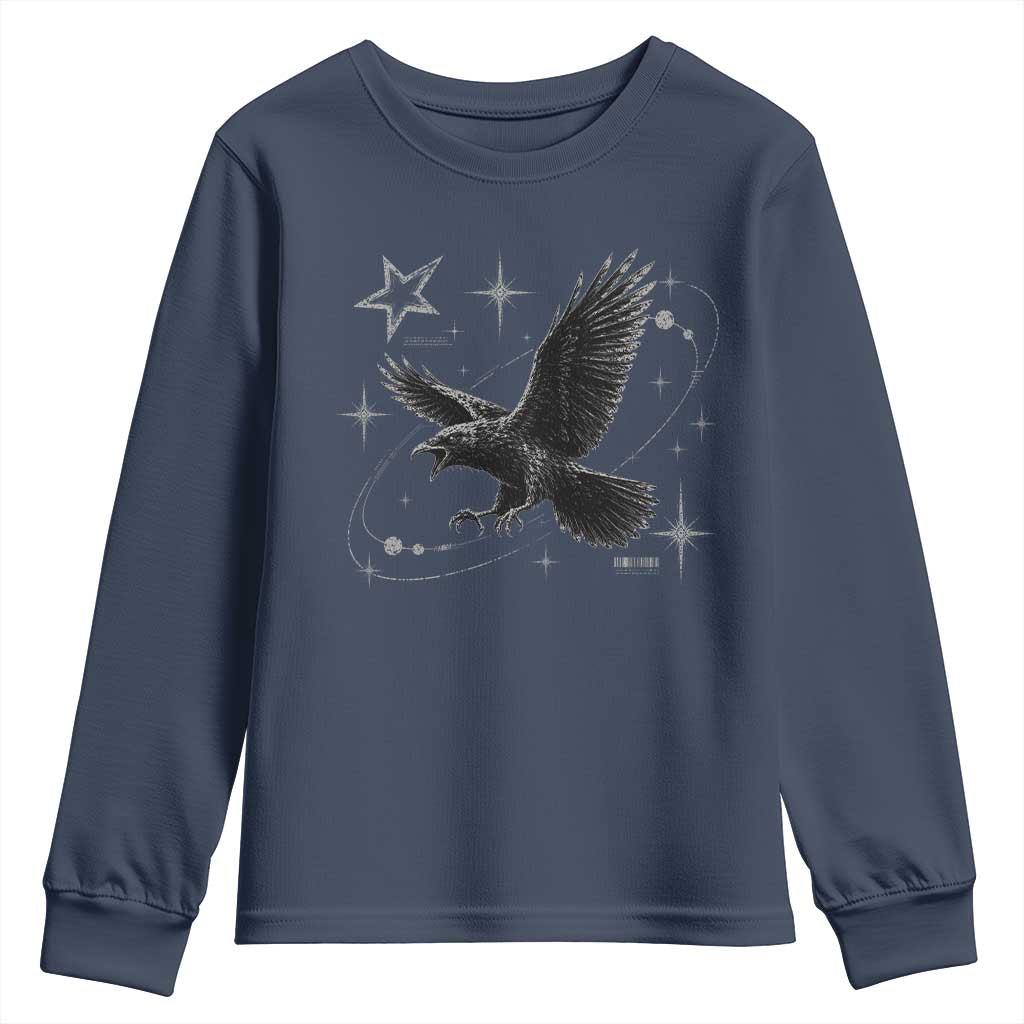 Raven Crow Y2k Youth Sweatshirt Gothic Cyber Sigilism Occult Dark Academia Black Bird Graphic