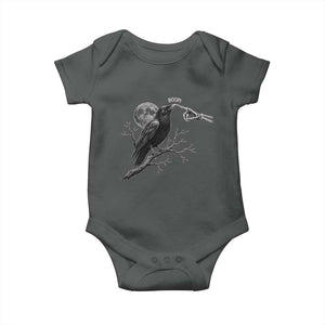 Skeleton Hand Boop Raven Baby Onesie Funny Spooky Halloween Crow Moon Graphic