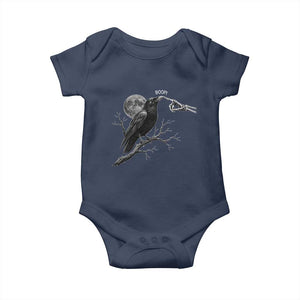 Skeleton Hand Boop Raven Baby Onesie Funny Spooky Halloween Crow Moon Graphic