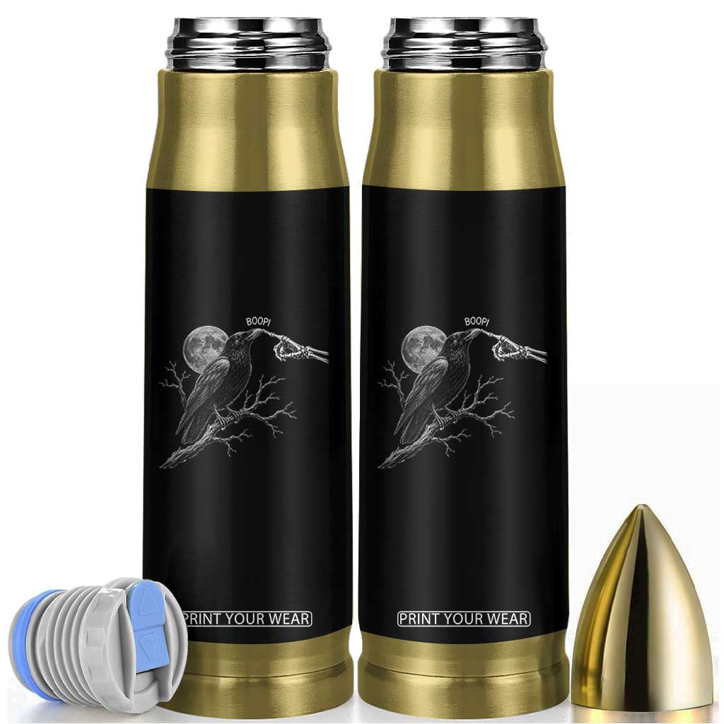 Skeleton Hand Boop Raven Bullet Tumbler Funny Spooky Halloween Crow Moon Graphic