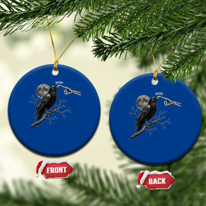 Skeleton Hand Boop Raven Ceramic Ornament Funny Spooky Halloween Crow Moon Graphic