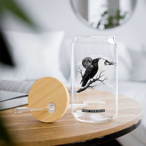 Skeleton Hand Boop Raven Glass Can Funny Spooky Halloween Crow Moon Graphic