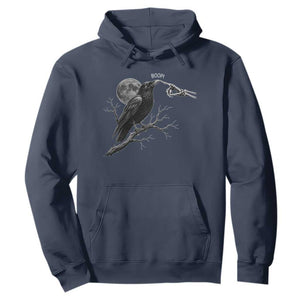 Skeleton Hand Boop Raven Hoodie Funny Spooky Halloween Crow Moon Graphic