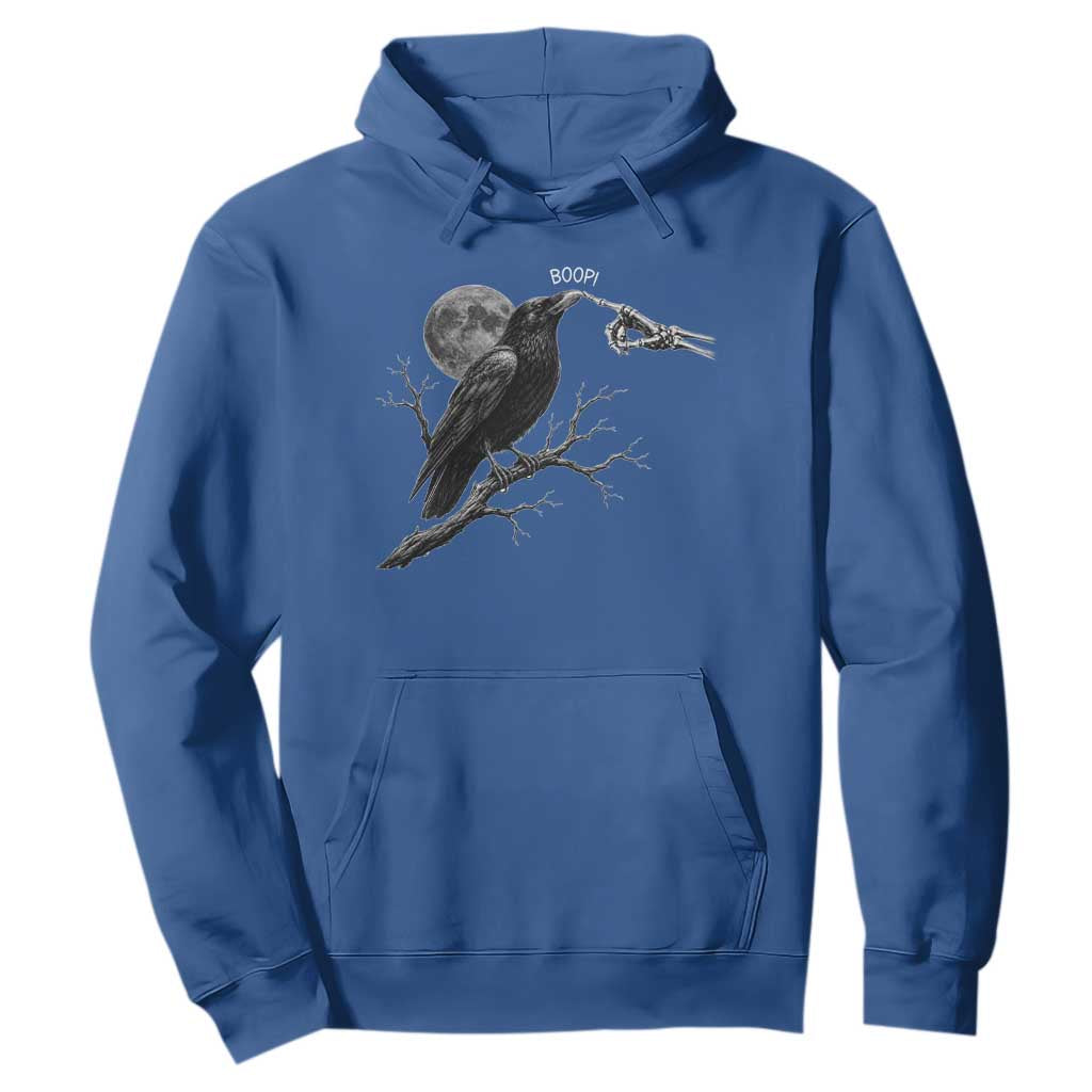 Skeleton Hand Boop Raven Hoodie Funny Spooky Halloween Crow Moon Graphic