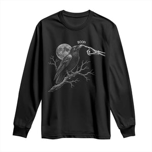 Skeleton Hand Boop Raven Long Sleeve Shirt Funny Spooky Halloween Crow Moon Graphic