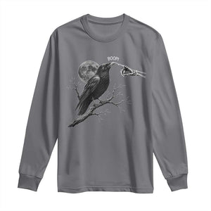 Skeleton Hand Boop Raven Long Sleeve Shirt Funny Spooky Halloween Crow Moon Graphic