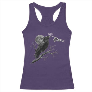 Skeleton Hand Boop Raven Racerback Tank Top Funny Spooky Halloween Crow Moon Graphic