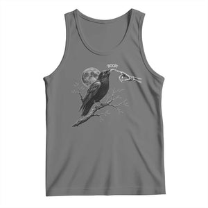 Skeleton Hand Boop Raven Tank Top Funny Spooky Halloween Crow Moon Graphic