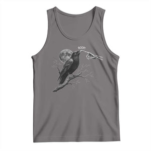 Skeleton Hand Boop Raven Tank Top Funny Spooky Halloween Crow Moon Graphic