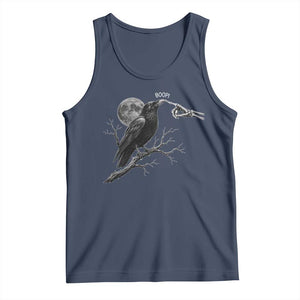 Skeleton Hand Boop Raven Tank Top Funny Spooky Halloween Crow Moon Graphic