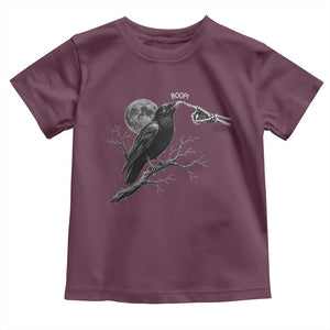 Skeleton Hand Boop Raven Toddler T Shirt Funny Spooky Halloween Crow Moon Graphic