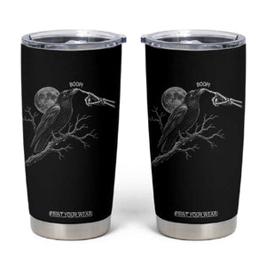 Skeleton Hand Boop Raven Tumbler Cup Funny Spooky Halloween Crow Moon Graphic