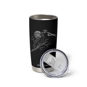 Skeleton Hand Boop Raven Tumbler Cup Funny Spooky Halloween Crow Moon Graphic