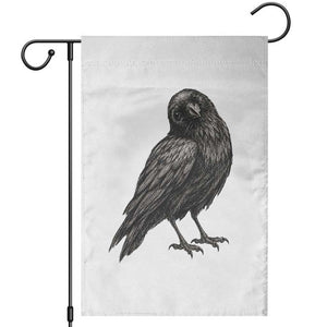 Curious Raven Crow Garden Flag Vintage Dark Academia Gothic Black Bird Graphic