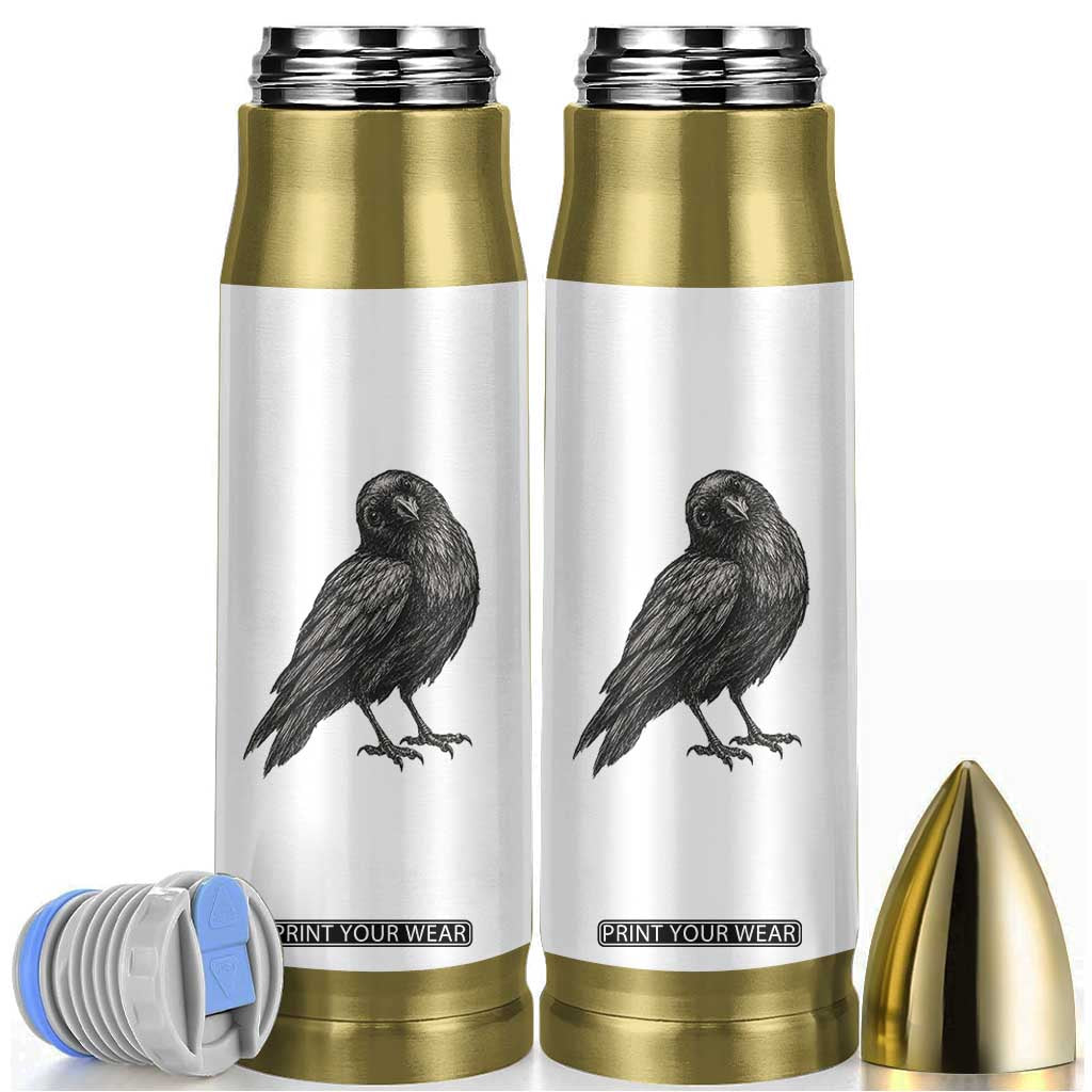 Curious Raven Crow Bullet Tumbler Vintage Dark Academia Gothic Black Bird Graphic TS10 White Print Your Wear