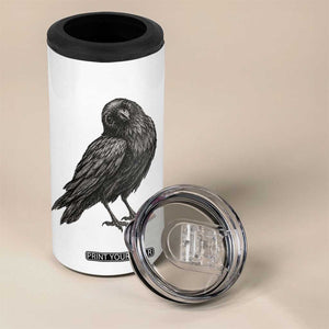Curious Raven Crow 4 in 1 Can Cooler Tumbler Vintage Dark Academia Gothic Black Bird Graphic