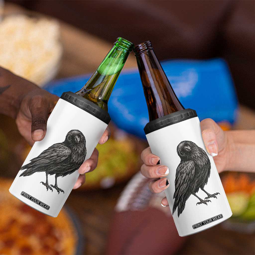 Curious Raven Crow 4 in 1 Can Cooler Tumbler Vintage Dark Academia Gothic Black Bird Graphic
