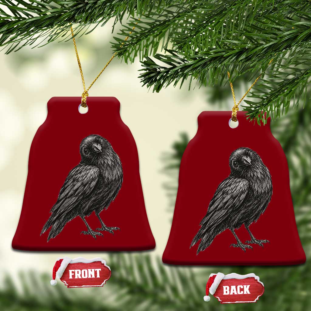 Curious Raven Crow Ceramic Ornament Vintage Dark Academia Gothic Black Bird Graphic