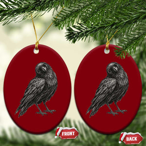 Curious Raven Crow Ceramic Ornament Vintage Dark Academia Gothic Black Bird Graphic