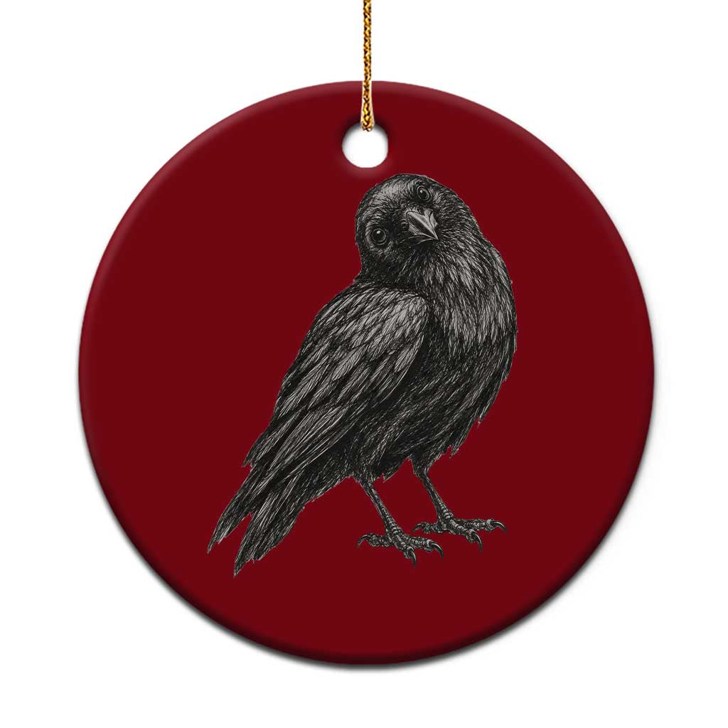 Curious Raven Crow Ceramic Ornament Vintage Dark Academia Gothic Black Bird Graphic