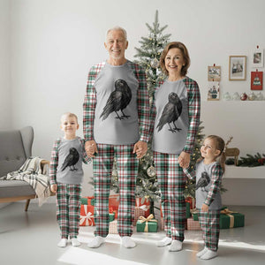 Curious Raven Crow Plaid Pajama Set Vintage Dark Academia Gothic Black Bird Graphic