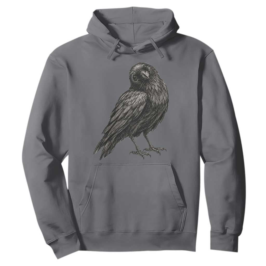 Curious Raven Crow Hoodie Vintage Dark Academia Gothic Black Bird Graphic