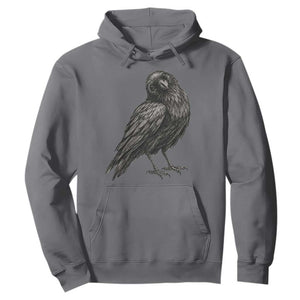 Curious Raven Crow Hoodie Vintage Dark Academia Gothic Black Bird Graphic